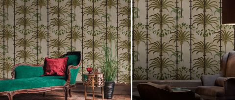 Gildmere Enclave Tropical Wallpaper — Parchment — desktop artwork view 3
