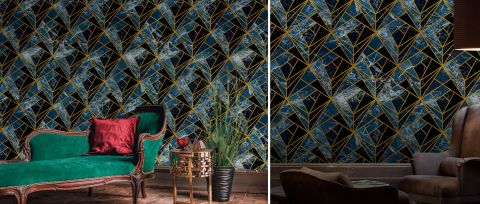 Gildmere Haven Geometric Wallpaper — Midnight Blue — desktop artwork view 3