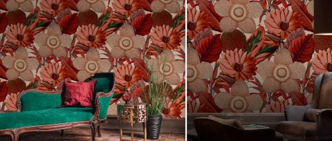 Gildmere Passage Floral Wallpaper — Coral — desktop artwork view 3