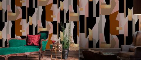Gildmere Story Geometric Wallpaper — desktop room preview 3