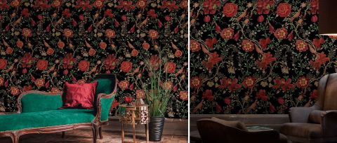 Halewood Enclave Floral Wallpaper — Midnight Garden — desktop artwork view 3