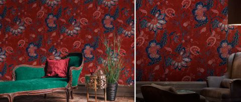Halewood Journey Floral Wallpaper — desktop room preview 3