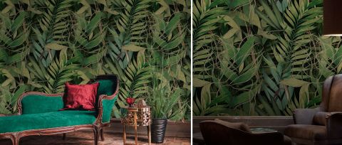 Halewood Passage Botanical Wallpaper — desktop room preview 3
