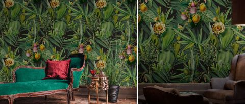 Halewood Story Botanical Wallpaper — desktop room preview 3