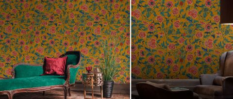 Halewood Tableau Floral Wallpaper — desktop room preview 3