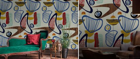 Halewood Tapestry Geometric Wallpaper — desktop room preview 3