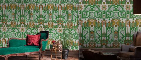 Halewood Verse Architectural Wallpaper — Emerald — desktop artwork view 3