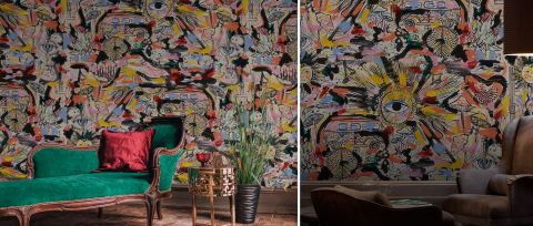 Iverley Drift Illustrative Wallpaper — desktop room preview 3