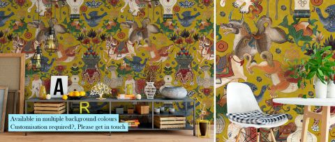 Iverley Enclave Floral Wallpaper — Ochre — desktop artwork view 3