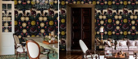 Iverley Muse Floral Wallpaper — Midnight Garden — desktop artwork view 3