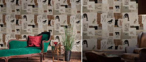 Iverley Serenade Illustrative Wallpaper — Warm Gray — desktop artwork view 3