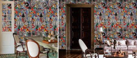 Iverley Solace Bird Wallpaper — Jewel Tones — desktop artwork view 3
