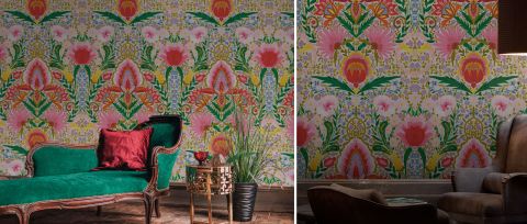 Iverley Verse Floral Wallpaper — desktop room preview 3