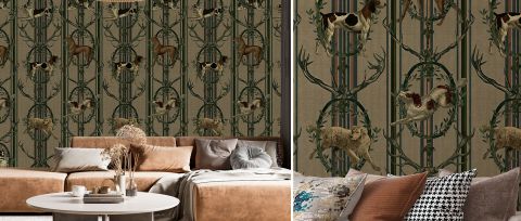 Junora Atelier Equestrian Wallpaper — Olive — desktop artwork view 3