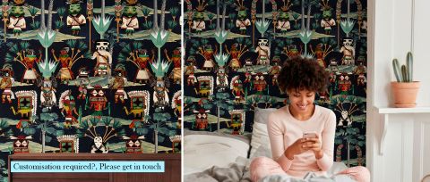 Junora Echo Folk Art Wallpaper — Midnight — desktop artwork view 3