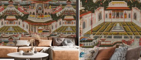 Junora Folio Indian Garden Wallpaper — desktop room preview 3