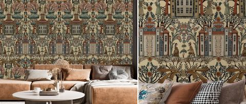 Junora Gleam Folk Art Wallpaper — desktop room preview 3