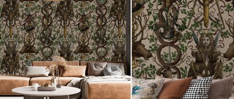 Junora Muse Botanical Wallpaper — desktop room preview 3