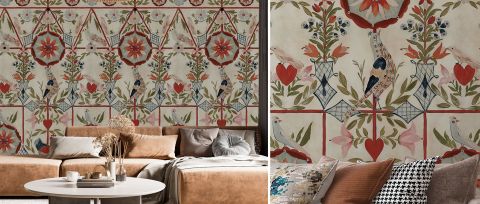 Junora Solace Floral Wallpaper — desktop room preview 3