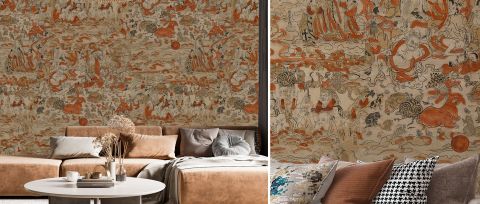 Junora Tapestry Floral Wallpaper — desktop room preview 3