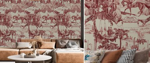 Junora Vista Equestrian Wallpaper — Burgundy — desktop artwork view 3