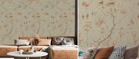 Kestrel Cadence Ornamental Wallpaper — desktop room preview 3