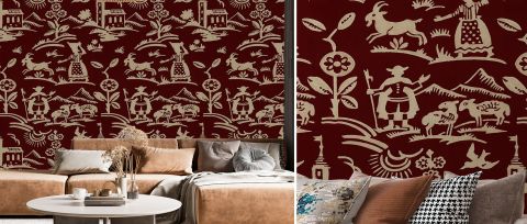 Kestrel Journey Ornamental Wallpaper — desktop room preview 3