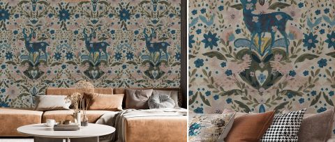 Kestrel Reverie Ornamental Wallpaper — desktop room preview 3