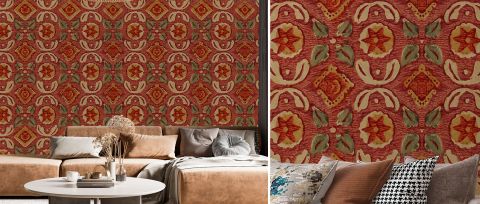 Kestrel Tapestry Ornamental Wallpaper — desktop room preview 3