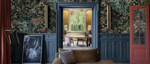 Larkspur Drift Marine Wallpaper — desktop room preview 3