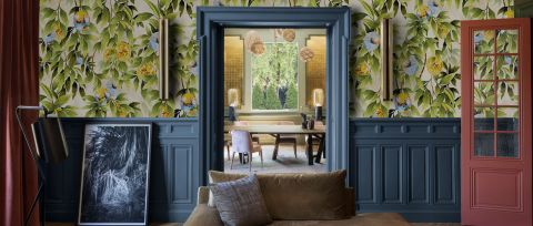 Larkspur Echo Kitchen Motif Wallpaper — desktop room preview 3