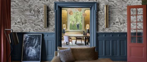 Larkspur Enclave Celestial Wallpaper — desktop room preview 3