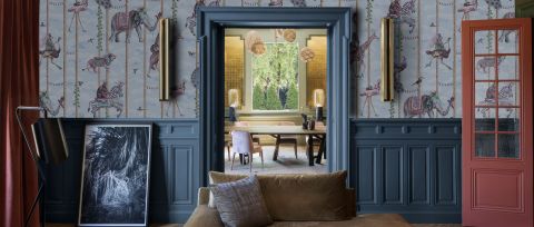 Larkspur Passage Carnival Wallpaper — desktop room preview 3