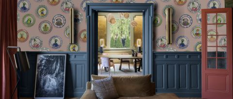 Larkspur Solace Floral Wallpaper — desktop room preview 3