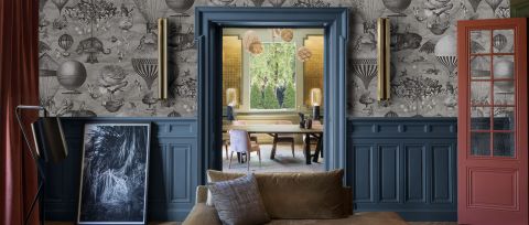 Larkspur Tapestry Celestial Wallpaper — desktop room preview 3