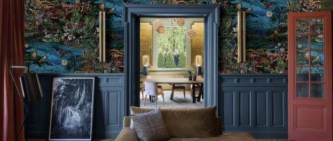 Larkspur Vista Tropical Wallpaper — desktop room preview 3