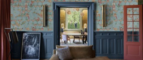 Merevale Drift Kitchen Motif Wallpaper — desktop room preview 3