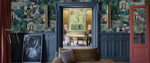 Merevale Enclave Tropical Wallpaper — desktop room preview 3