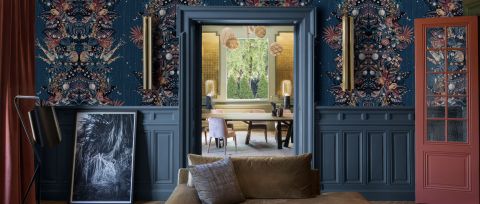Merevale Tapestry Ornamental Wallpaper — desktop room preview 3