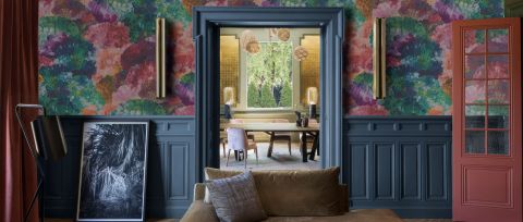 Merevale Whim Geometric Wallpaper — desktop room preview 3