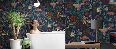 Norwyn Drift Floral Wallpaper — desktop room preview 3