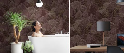 Norwyn Gleam Woodland Wallpaper — desktop room preview 3