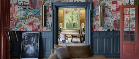 Norwyn Passage Mediterranean Wallpaper — Brick Red — desktop artwork view 3