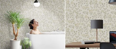 Norwyn Prelude Floral Wallpaper — desktop room preview 3