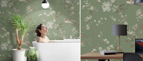 Norwyn Serenade Chinoiserie Wallpaper — desktop room preview 3