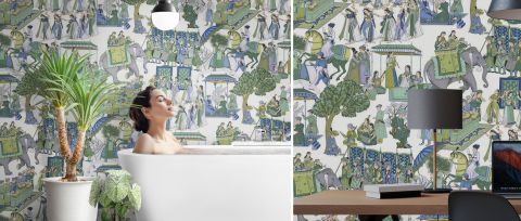 Norwyn Tapestry Woodland Wallpaper — desktop room preview 3