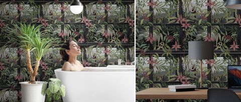 Orlena Enclave Tropical Wallpaper — desktop room preview 3