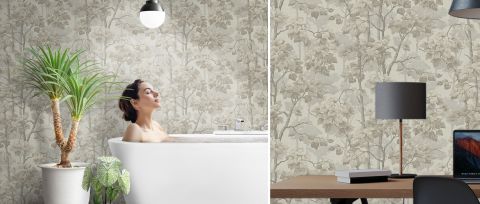 Orlena Reverie Botanical Wallpaper — desktop room preview 3