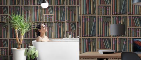 Peverly Atelier Bookshelf Wallpaper — desktop room preview 3