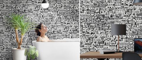 Peverly Chronicle Architectural Wallpaper — desktop room preview 3